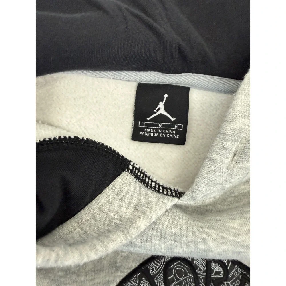 Jordan Mens Air Jordan Wings Logo Fleece Hoodie Gray Black Large Pullover